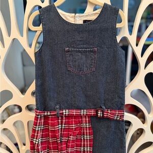 Burberry Denim and Red Plaid Kids Romper